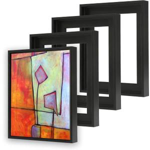4 Pack Floater Frames for 16"x20" Art Paintings with 0.6"~0.9" Deep Black
