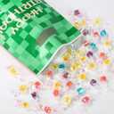50pcs Pixel Birthday Party Favors Bags, Video Game Theme Happy Birthday Gift Treat Bag Pixel Party Favors for Decoration Candy Goodie Gift Snack (Green & Brown)
