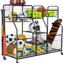 Garage Sports Equipment Organizer, Garage Ball Storage Rack, Garage Organizer System, Indoor/Outdoor Shelf Rack for Sports Gear