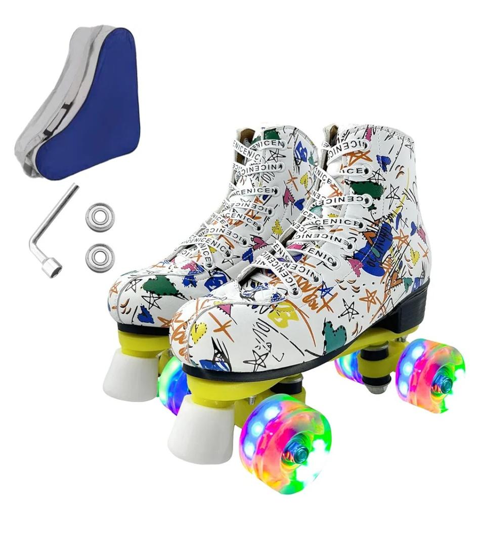 Ugboiu Derby Skates for Women and Men - 4 Wheel Classic Roller Skates for Indoor and Outdoor 36