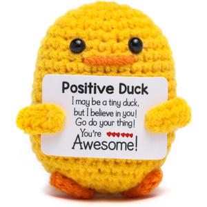 Artlunar Funny Positive Duck Emotional Support Ducks Crochet Inspirational Gifts Birthday Valentine White Elephant Gifts for Women Men Cute Duck Home Decor