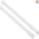 2 PCS Small Tension Curtain Rod, Adjustable 11 to 19 Inch, No Drilling White Short Tension Rod, Loaded Expandable Spring Curtain Rods for Windows Closet Cupboard Door