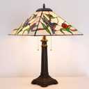 Tiffany Table Lamp Amber Hummingbird Mission Style Stained Glass 16X16X23 Inches Desk Reading Light for Bedrooms Living Room Study Home Office
