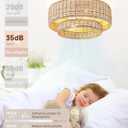 Boho Caged Ceiling Fans with Lights Flush Mount, Layered Rattan Ceiling Fan with Light Remote Control with Reversible 6 Speeds for Bedroom, Nursery, Living Room, E26 Base, Indoor