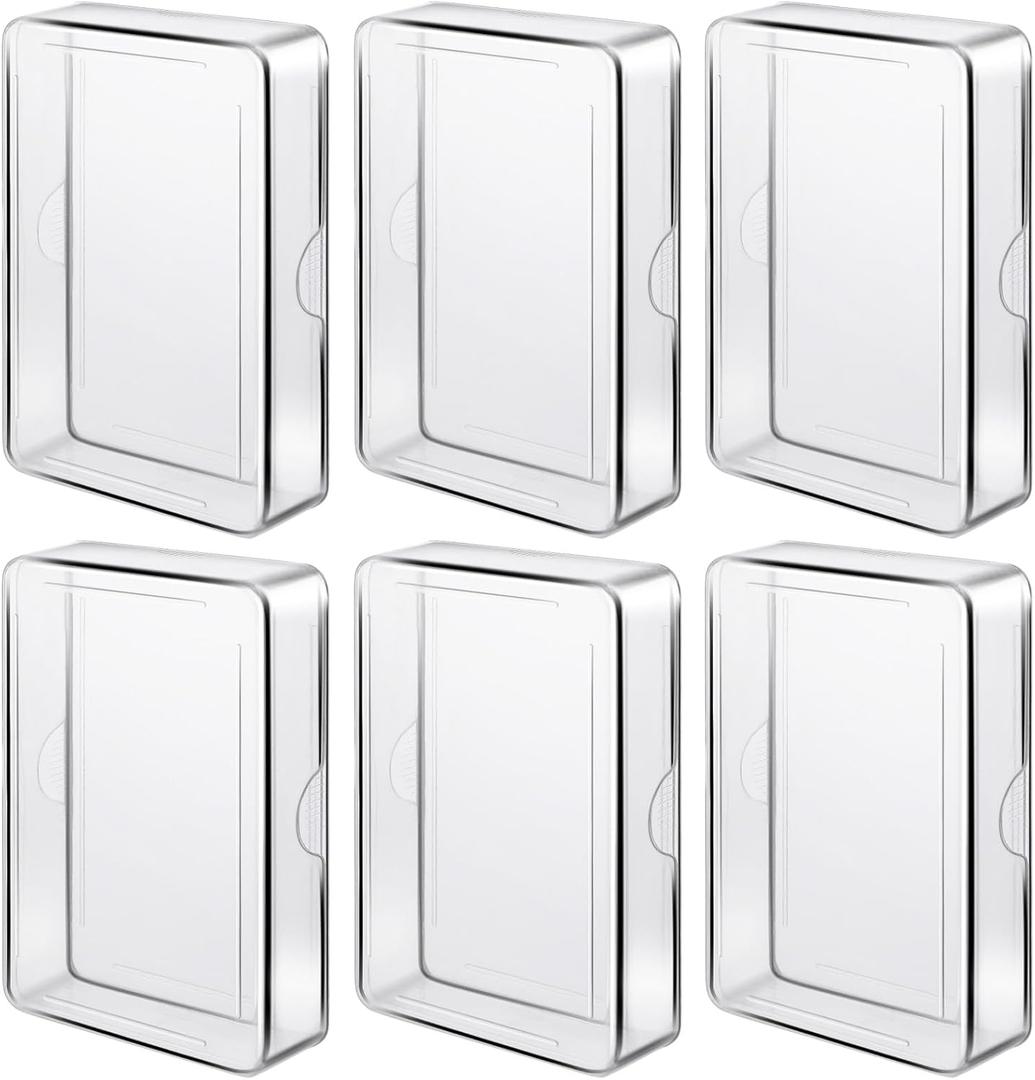 Grevosea 6 Pieces Clear Playing Card Boxes, Playing Card Case Snaps Closed Card Holder Organizer Plastic Card Deck for Gaming Cards, Business Card Storage 3.7 X 2.6 X 0.83 Inch