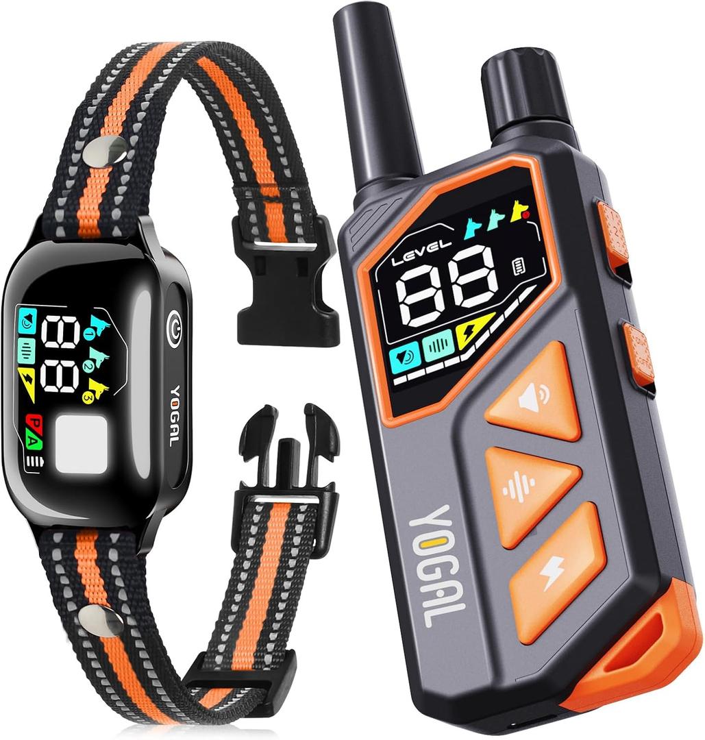 2-in-1 Dog Shock Collar with Remote Control and Automatic Bark Mode - Electric Training Smart Anti Barking Collars for Small Medium Large Dogs E-Collar 3300FT (5-150Lbs) IPX7 Waterproof