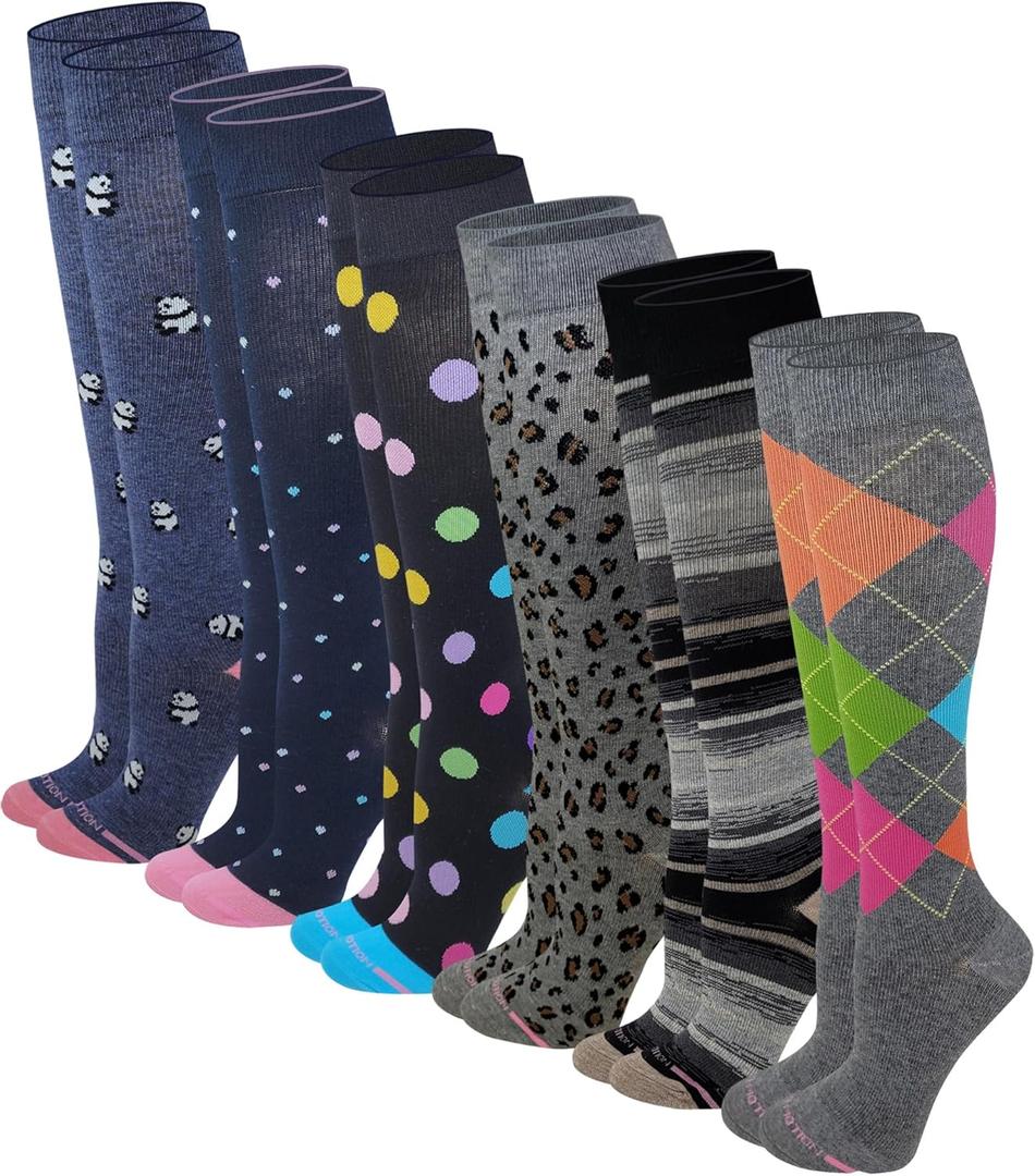 Women's Compression Socks Therapeutic Graduated (Pack of 6 Pairs) (Assorted #BD)