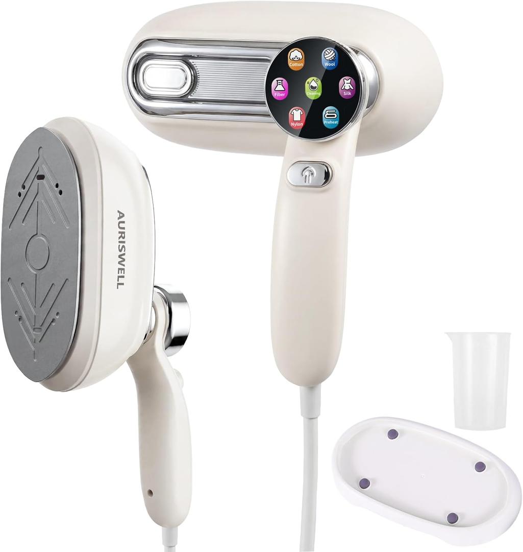 Handheld Steamer for Clothes, 1200W Portable 2-in-1 Garment Steamer & Travel Iron with 7 Modes, 180 Rotatable Handle, Fast 8s Heat-Up, Visual Panel & Self-Clean, 160ml for Home