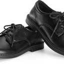 PATPAT Boys Girls Dress Shoes,Oxford Loafers Formal School Shoes for Toddler Little Big Kids (Black) Size: 6 Toddler