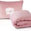 EverSnug Limited Edition Travel Blanket and Pillow - Ultra-Soft, Compact & Lightweight, 65x40 Inches, with Carry Case, Luggage Sleeve & Backpack Clip (Light Pink)