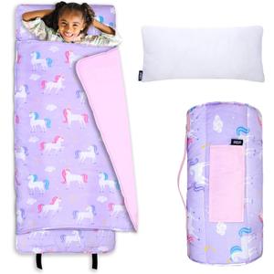 Wildkin Kids Original Nap Mat Cozy Kids Sleep Mat with Pillow, ideal for School & Travel, 50"L x 20"W x 1.5"Th