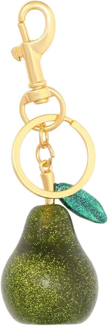 Pear Bag Charm Keychain - Cute Purse Handbag Key Chain Charm Fruit Accessories - Birthday Gift for Women (Reseda) (Green)