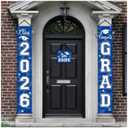Moukeren 3 Pieces 2026 Graduation Party Decorations Graduation Porch Sign Class of 2026 Grad Hanging Porch Banner Backdrop Door Sign for Grad Party Home Door Wall Decor, Blue ,Pack Of 2