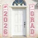 3 x Graduation Decorations 2026 - Pink Graduation Door Banner Congrats Grad Class of 2026 graduation Banner for 2026 Graduation Party Decorations