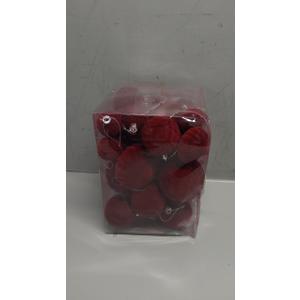 28PCS Velvet Christmas Balls Ornaments, Flocked Shatterproof Burgundy Xmas Tree Hanging Decoration Plastic Ball Set Bulk Ornament for Winter Trees Holiday Party Home Wreath Decor