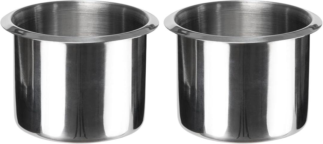 2Pcs Drop-in Cup Holder Insert Stainless Steel Drink Holder 3.1" Silver Poker Table Cupholder Insert for Car Boat Couch Cinema Cup Drink Holder