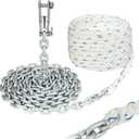Windlass Anchor Rode Rope/Chain, 1/2" Anchor Line 3-Strand 200ft with 1/4" G4 Hot-Dipped Galvanized Anchor Chain 15ft and Swivel Connector Kit
