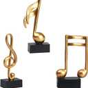 DOITOOL Music Note Sculpture Decor 3 Pack Musical Note Figurine Golden Tabletop Musical Sculptures Resin Music Statue Crafts for Table Centerpiece Crafts Home Art