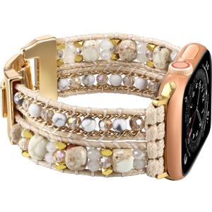 Boho Bracelet Compatible with Apple Watch Band 41mm 40mm 42mm 38mm 49mm 46mm 45mm 44mm Natural Stone Beaded iWatch Band Women Men Apple Watch Strap Ultra Series 11/10/9/8/7/6/5/4/3/2/1/SE 3/Ultra 3