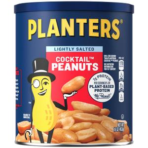 4 x PLANTERS Dry Roasted Peanuts, Plant-Based Protein, Lightly Salted, Peanut Snack, 16 Oz Jar (EXP 09/05/27)