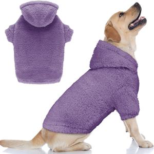 Fuzzy Dog Sweaters for Large Dogs Pet Hoodie Clothes Warm Soft Pet Coats Hooded Sweatshirt Dog Hoodie for Large Dogs(Purple,Large)