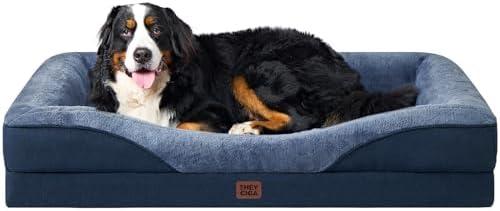 EHEYCIGA Orthopedic XL Dog Bed for Large Sized Dog, 48x35x7.5 Inch Extra Large Memory Foam Dog Couch Bed with Sides, Waterproof Liner & Washable Removable Cover, Bolster Pet Sofa, Navy