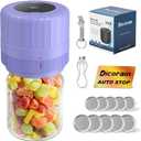 Electric-Mason-Jar-Vacuum-Sealer, Automatic Wide Mouth and Regular Mouth Mason Jar Sealer Kit, VP06+ Vaccum Sealer for Jars with Opener & 5 Pairs of Lids (Violet)