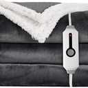 Electric Heated Blanket Throw Size - 50"x60", Soft Flannel Heating Blanket, 4 Heating Levels, 3 H Auto Shut Off, Breathable Warm and Washable for Sofa, Dark Grey
