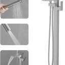 RUMOSE Brushed Nickel Bathtub Filler Freestanding Tub Filler Floor Mount Tub Faucet Waterfall Bathtub Faucet with CUPC Certified High Flow Brass Bath Shower Faucets with Handheld Sprayer