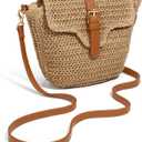 Straw Bag Beach Purse Summer Purses for Women Vacation Handbags Woven Crossbody Bags Straw Shoulder Bag