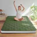 MAXYOYO 6" Extra Thick Futon Mattress Floor Mattress, Full Size Diamond Pattern Japanese Tatami Pad Roll Up Mat for Adults, Guest, Green