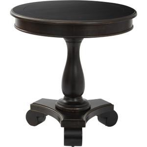OSP Home Furnishings Inspired by Bassett Avalon Round Accent Table, Antique Black, (BP-AVLAT-YCM1-osp)
