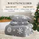 Amlie Home Christmas Comforter Set Queen, Fluffy Fleece Bedding Set with Christmas Snowflake, Grey Plush Comforter for Winter, 3 Pieces, 1 Soft Comforter and 2 Pillow Shams (Queen (90"x90"))