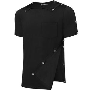 KGGEOO Magnetic Button Post Shoulder Surgery Recovery Shirt Tear Away Short Sleeve Rotator Full Side Adaptive Chemo Clothing Small