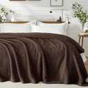 Exclusivo Mezcla Queen Size Fleece Blanket for Bed, Extra Soft Warm Decorative Fuzzy Blanket for Women, Lightweight Cozy Bedding Blankets, 90x90 Inches, Coffee