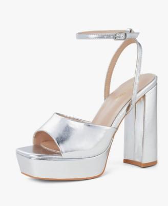 Elisabet Tang Chunky Heeled Platform Sandals for Women,4.7 Inch Block Heels with Open Toe Ankle Strap, Dress Shoes for Wedding Party Homecoming Travel (Size 6)