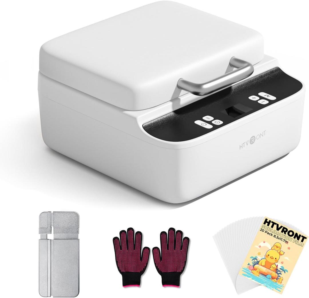 HTVRONT Phone Case Heat Press Machine Compatible with iPhone - H17 Vacuum Heat Press Machine for Phone Cases- Sublimation Press for Custom Phone Case, Badges, Coasters, Includes Film & Fixture, White