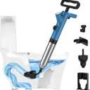 Granarbol High Pressure Toilet Plunger, Air Drain Blaster with Real-Time Gauge,Heavy Duty Toilet Auger & Drain Snake-Clog Remover for Toilets, Sinks, Floor Drains (Blue)