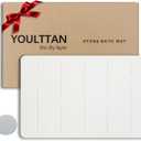 Stone Bath Mat 24"x16" - Diatomaceous Earth Shower Mat, Quick Dry, Anti-Slip, Modern Design with Bonus Non-Slip Pad - Perfect for Home Safety and Style,White,Straight