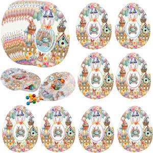 Tinlade 36 Pcs Easter Candy Gift Bags Bulk 5.12 x 6.69 Inch Resealable Easter Eggs Sealed Pouch Treat Plastic Bunny Goodie Bags Stand up for Egg Hunt Holiday Party Small Gift Wrapping Supplies Decor