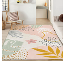 Lahome Washable Pink Area Rugs 9x12 Living Room Carpet Non-Slip Backing Ultra-Thin Extra Large Rug Lightweight Throw Non Shedding Dining Room Rug，Boho Botanical Print Rug for Bedroom Guest Room Home