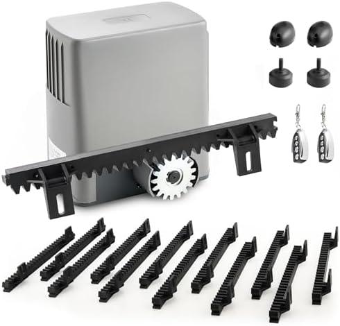 CO-Z 1400lb Rack Driven Sliding Gate Opener with Alarm System, 280W Automatic Gate Opener with Remote Controls, Electric Gate Motor for Gates up to 40ft, Complete Rack Gate Operator Kit for Driveways
