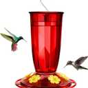 Kingsyard Hummingbird Feeder for Outdoors Hanging - 6 Bee Guard Feeding Ports & Built-in Ant Moat, Wild Bird Feeder for Outside Garden Yard Patio 16 Oz, Red