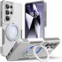 for Samsung Galaxy S26 Ultra case with Stand, 7X Military-Grade Drop Protection, Shock-Absorbing Phone Rugged Cover, Compatible with MagSafe Accessories,360 Magnetic Stand, White