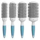 Round Brush Set for Blow Drying and Styling - Ceramic Ionic Thermal Brushes, Wet Hair Brush Bundle with Travel Bag for Women and Men, 4 Pack