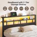 Queen Size Bed Frame with Charging Station and LED
Metal Platform Bed with Headboard, 2-Tier Wooden Storage Shelves, No Box Spring Needed, Easy Assembly, Under-Bed Space,Black
