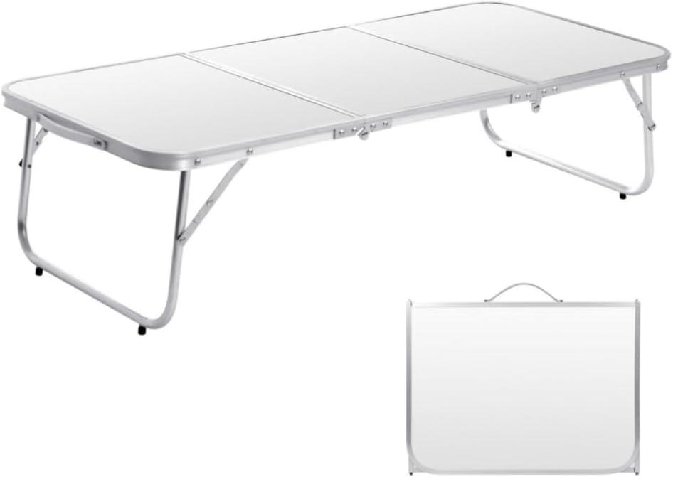 Moosinily Small Camping Table 35.2 inch Folding Picnic Table Foldable Low Camp Table Portable Short Aluminum Outdoor Floor Short Beach BBQ White 35.2×15.7 inch