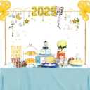 Riian Table Rod Stand with Clamps, Metal Balloon Arch Stand, Adjustable Table Arch Holder 10''-42''Tall 46"-98" Length Hanging for Wedding Birthday Halloween Party Christmas - Gold