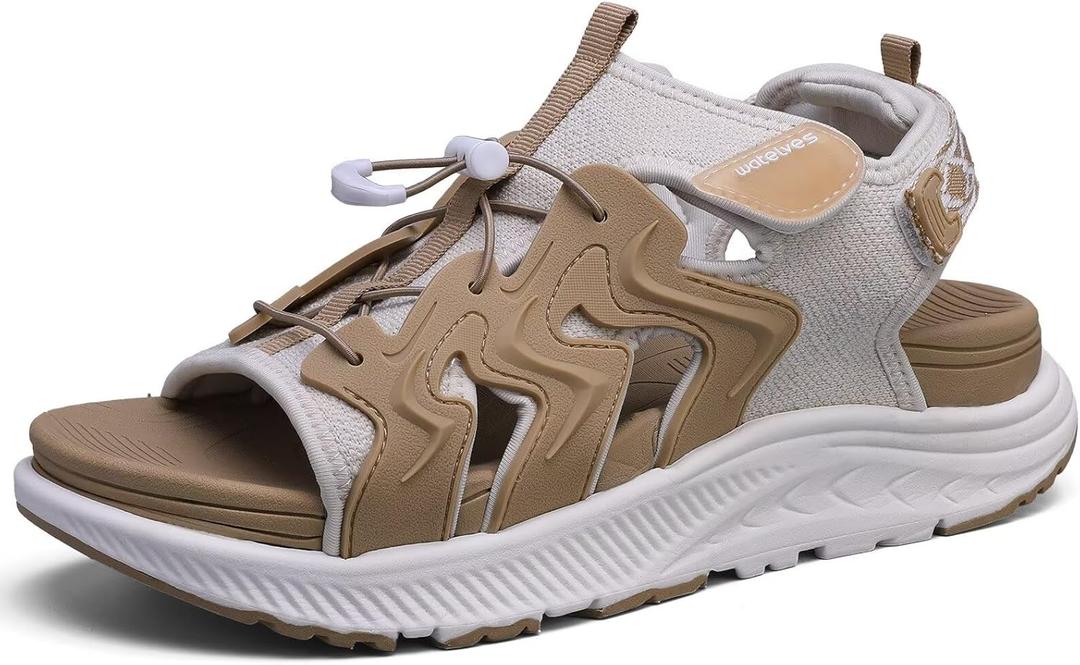 WateLves Womens Wide Orthopedic Diabetic Sandals Summer Walking Hiking Water Outdoor Sandals with Adjustable Strap Comfortable Plantar Fasciitis Arch Support (Teal)