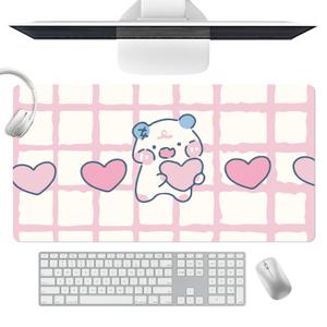 COOMICKEY Pink PU Leather Desk Mat XL Gaming Mouse Pad for Office